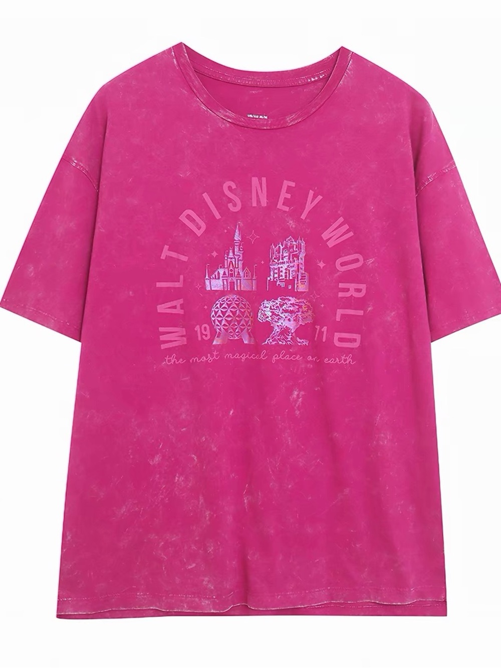 NWT 2026 Walt Disney World 4 Parks Most Magical Place Acid Wash Pink T-Shirt